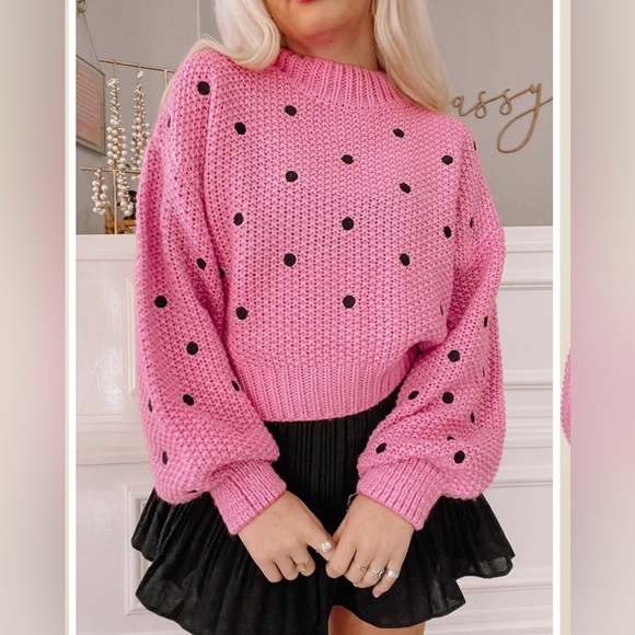Sugarlips Sweaters - Daniela Knit Polka Dot Sweater 🩷 Small
